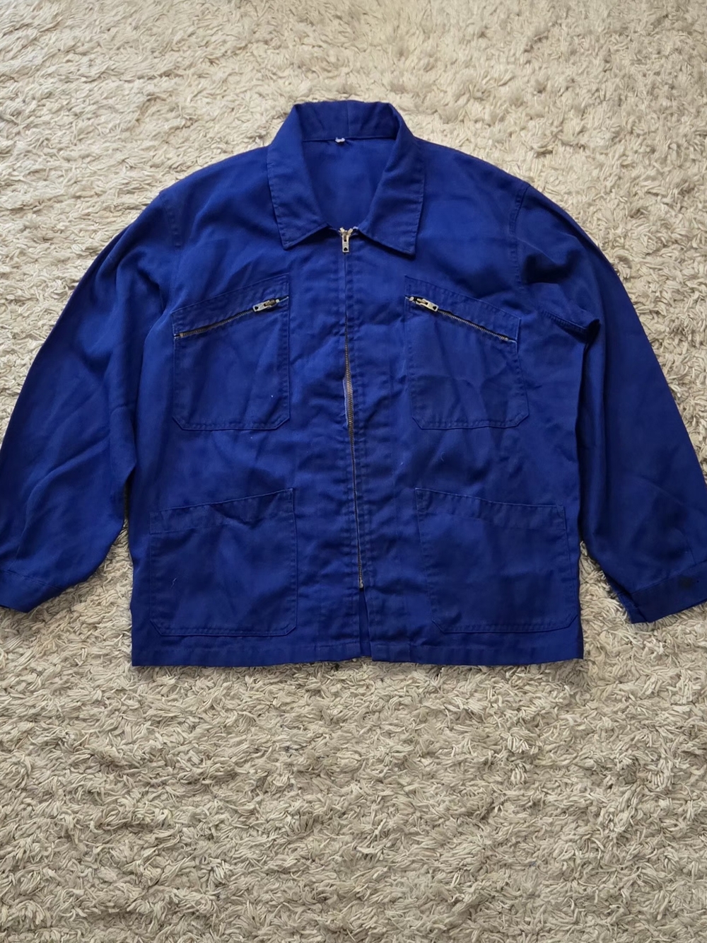 VTG 70s French Double Zip Blue Work Jacket L